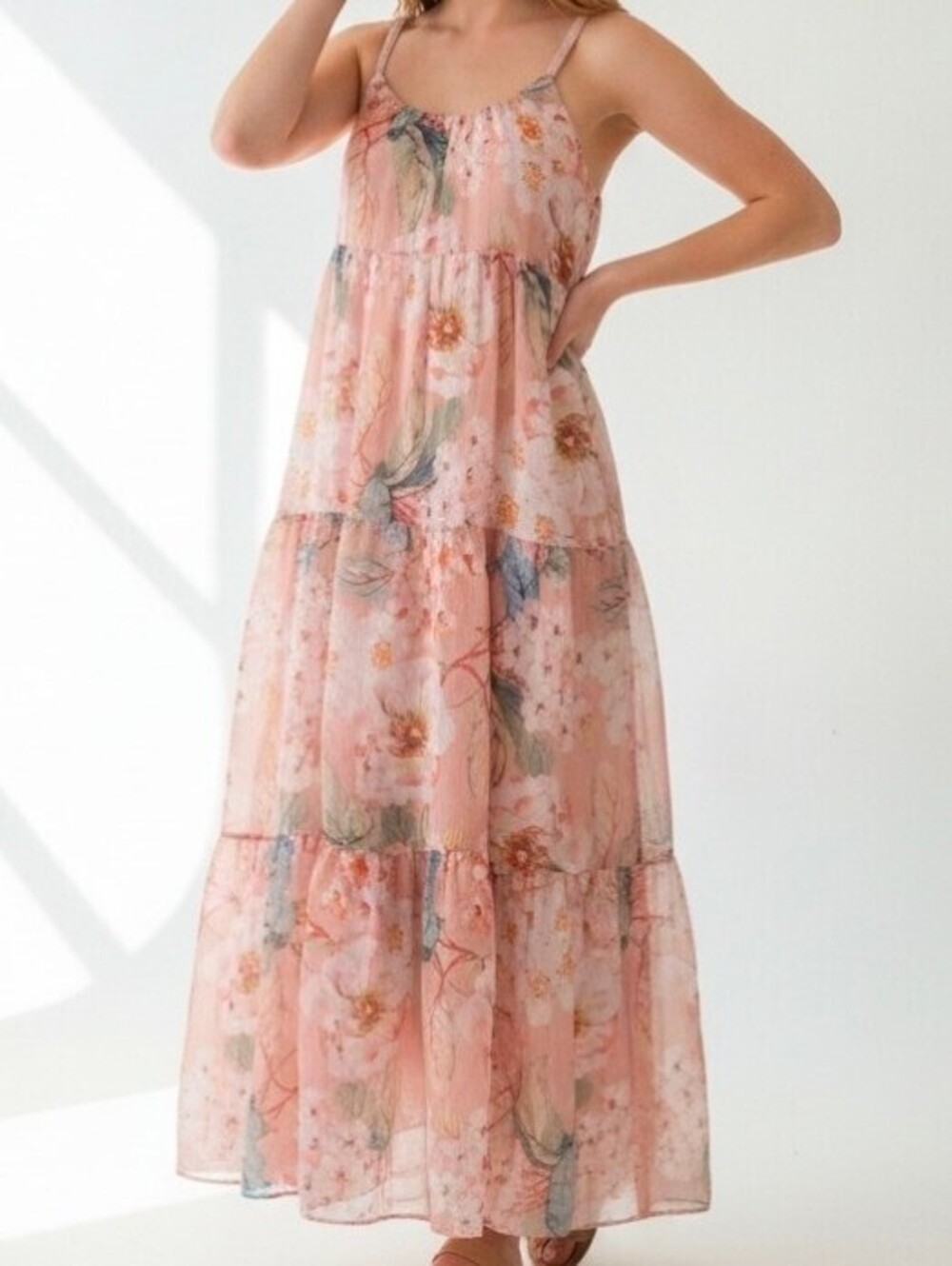 Silk Elena Baldi Floral Maxi Dress Size M